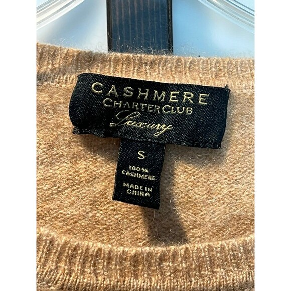 Charter Club Luxury Women's Cashmere Crew Neck Pullover Brown Sweater Sz small - Picture 7 of 7